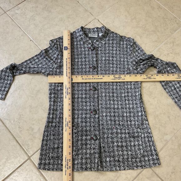 Chicos Travelers Jacket Women Medium Size 1 (8-10) Slinky Button Up w pockets - Picture 7 of 10